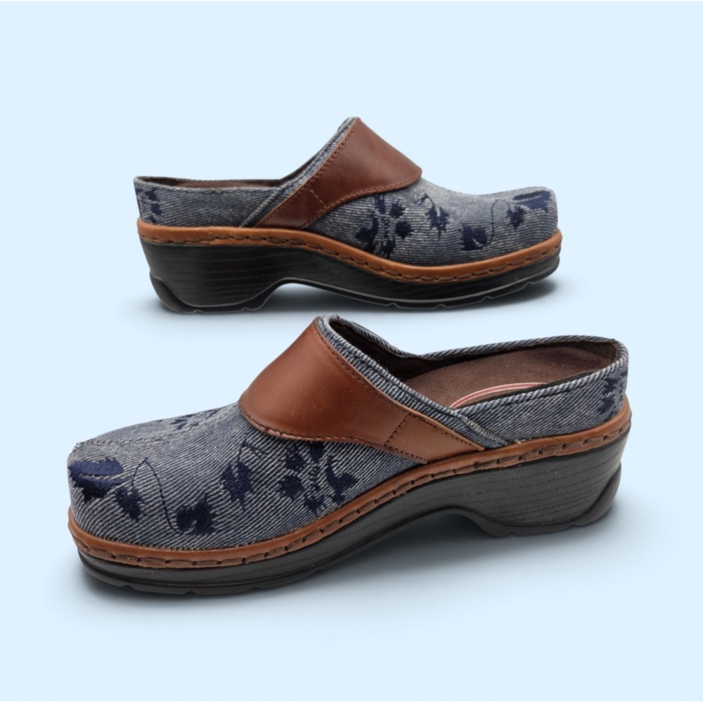 Klogs Footwear Austin Clogs Denim Blue Slip On Buckle Slip Resistant Women's 7